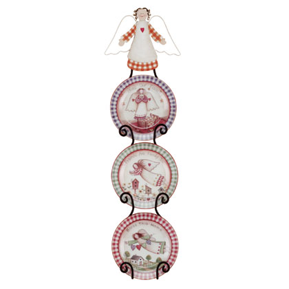 Country Angel Plates with Rack